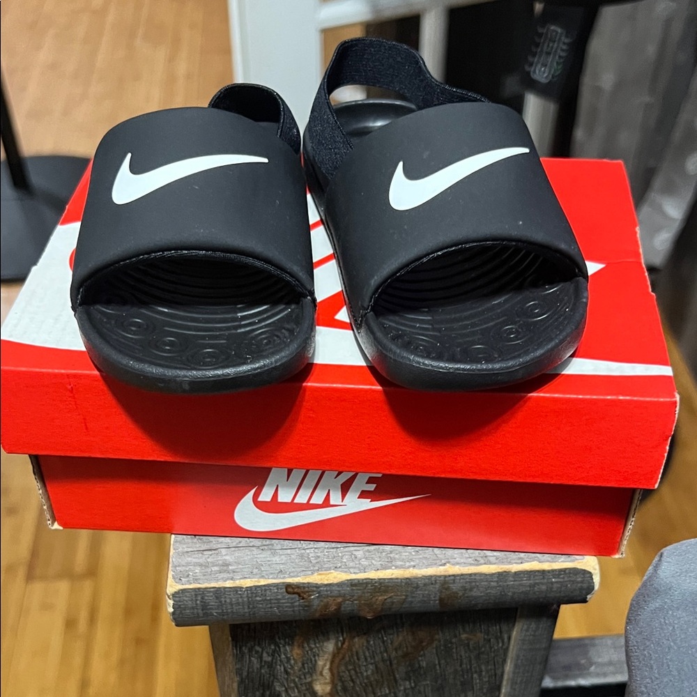 Nike Black and White Slide Sandals